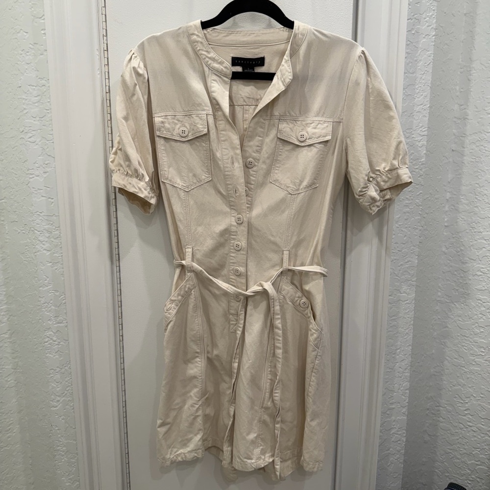 Sanctuary Cream Button-Up Mini Dress